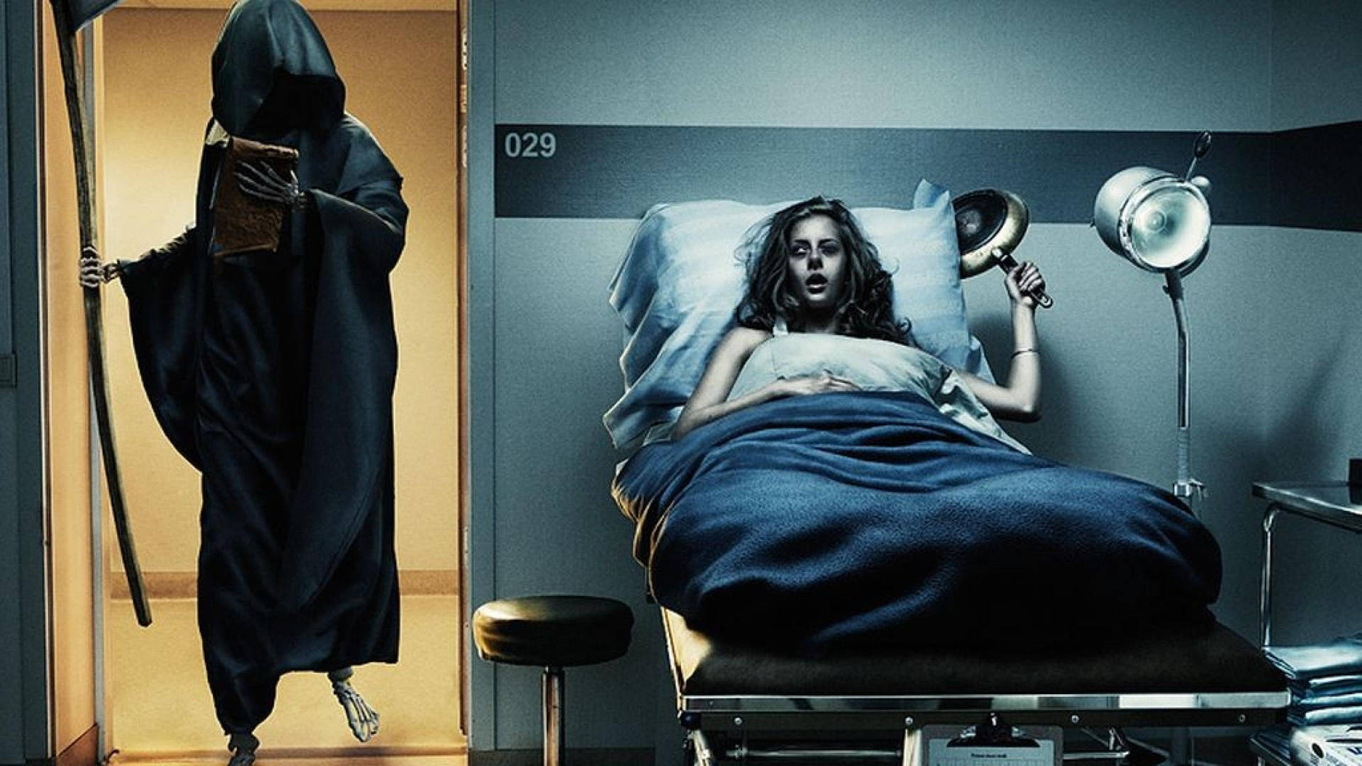 Grim Reaper With Girl In Hospital Bed Wallpaper