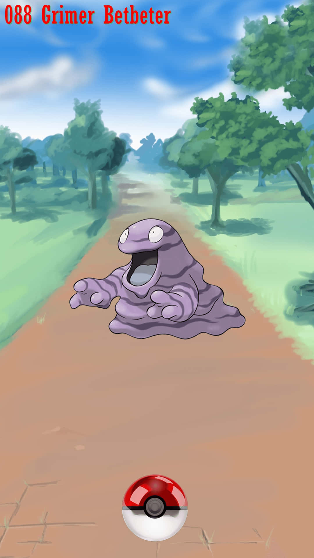 Grimer On The Road With A Pokeball Wallpaper