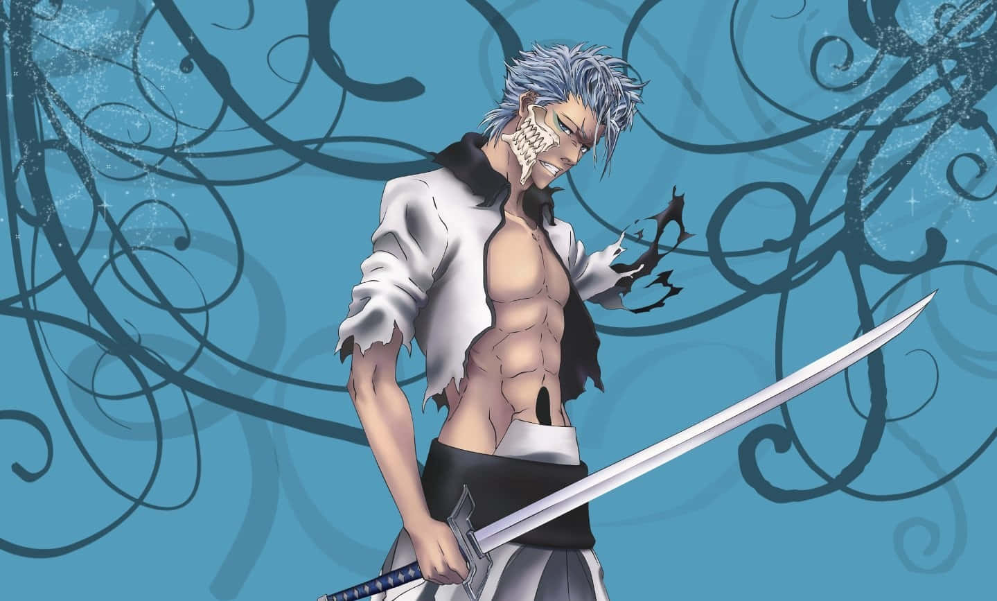 Grimmjow Jaegerjaquez in an Action-Packed Pose Wallpaper