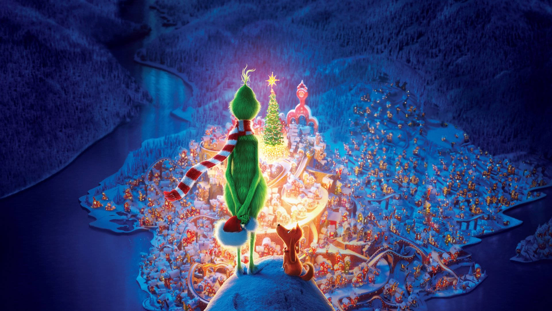 Grinch And Dog City View Wallpaper