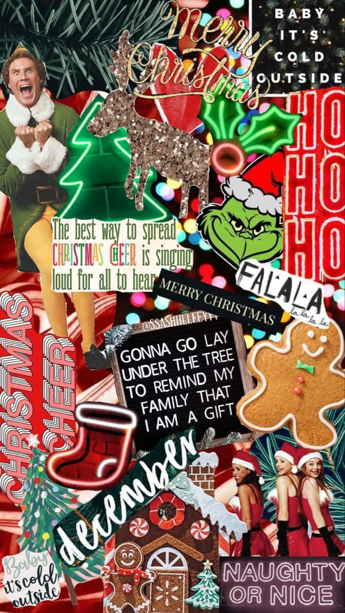 Grinch Christmas Collage Aesthetic Wallpaper