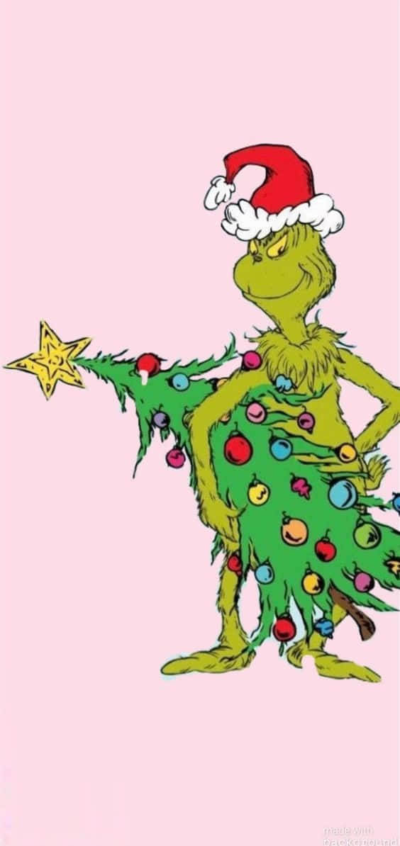 Grinch spreading Christmas joy with an iPhone Wallpaper