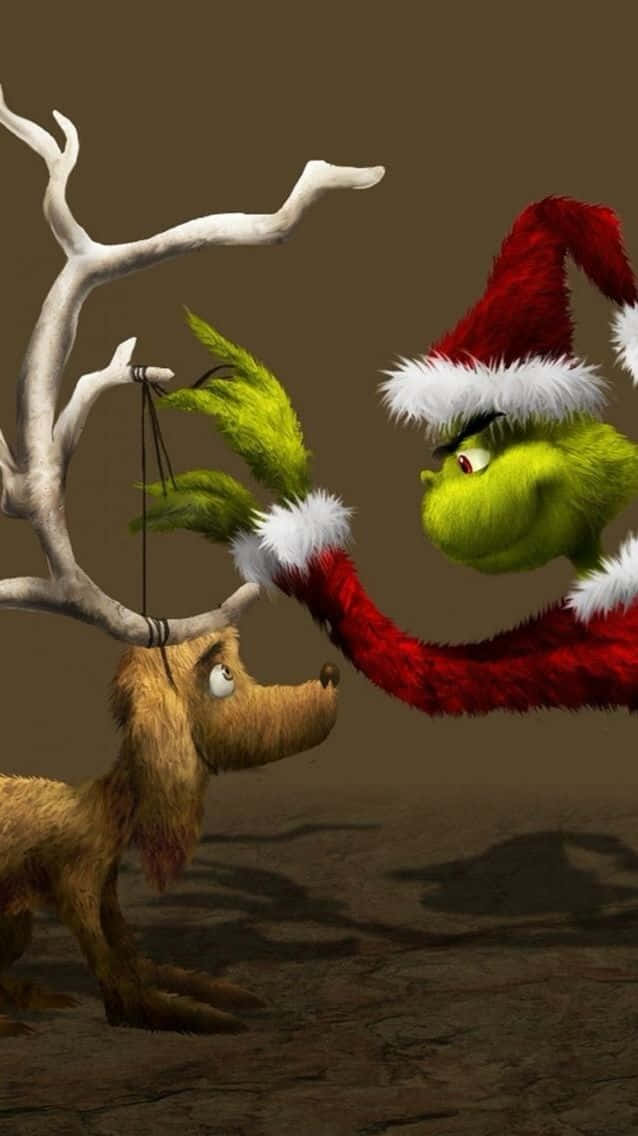 Machensie Sich Bereit Für Die Feiertage Mit Diesem Festlichen Grinch Weihnachts-iphone-hintergrund! Wallpaper