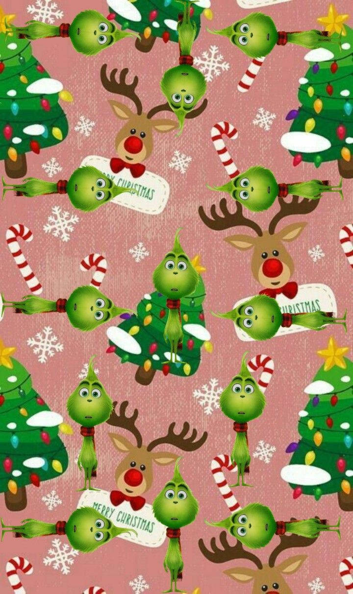 Grinch Christmas Pattern Wallpaper