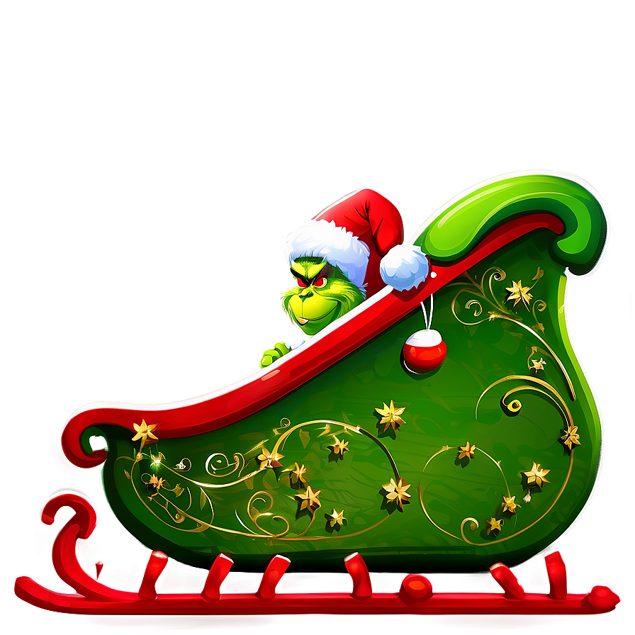 Grinch Christmas Sleigh Png 1 PNG