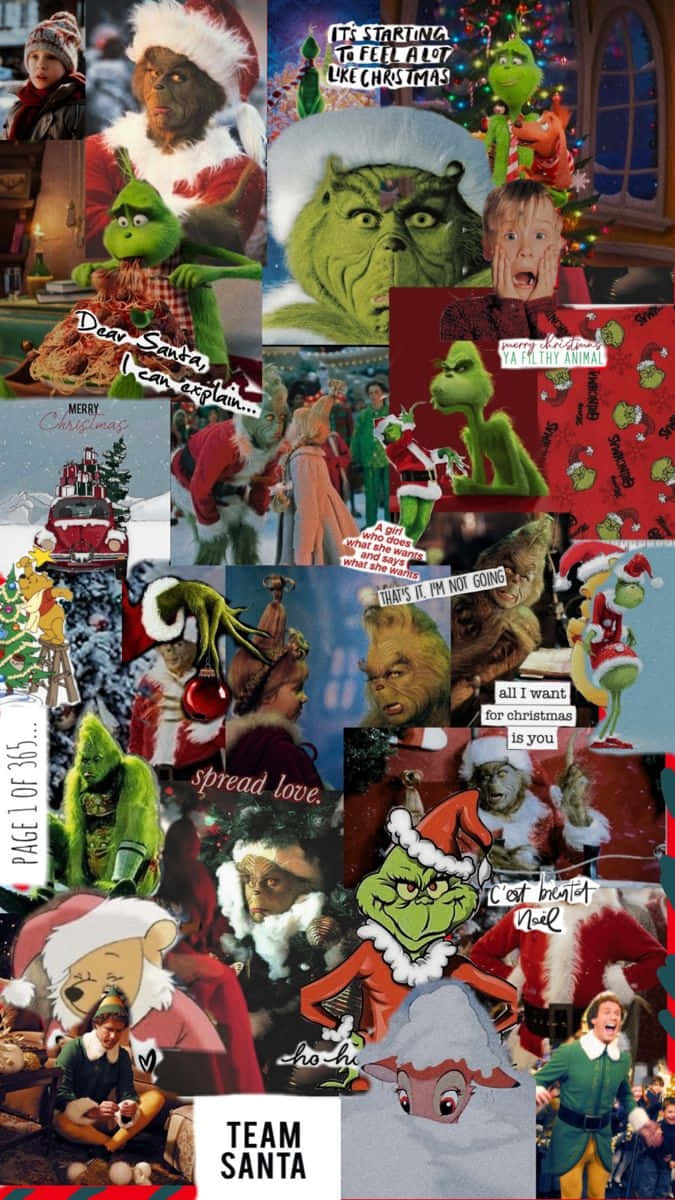 Grinch Collage Christmas Aesthetic Wallpaper