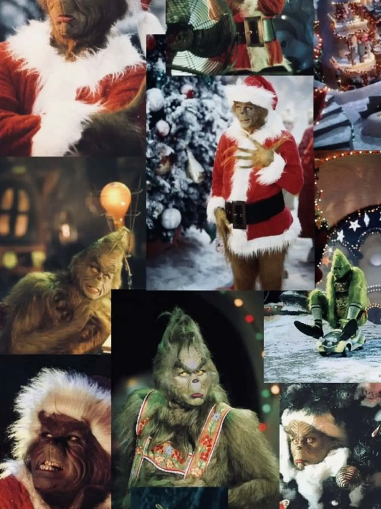 Grinch Collage Christmas Mood Wallpaper