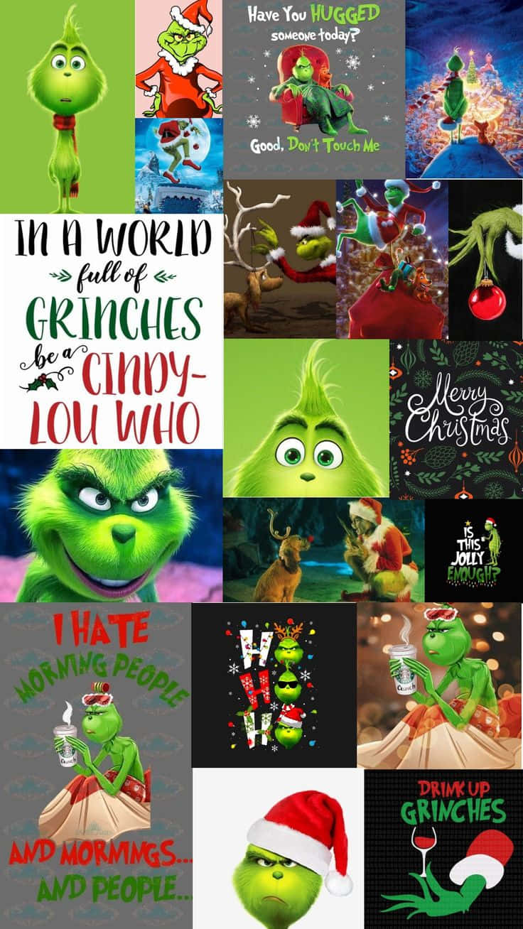 Grinch Collage Christmas Themes Wallpaper