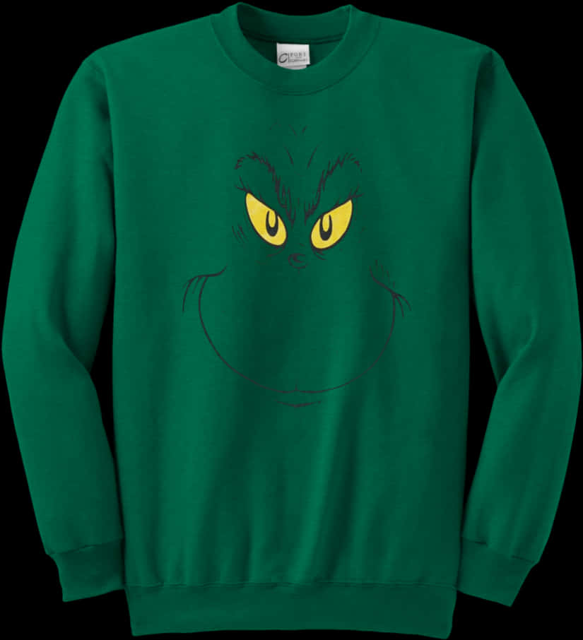 Grinch Face Green Sweatshirt PNG