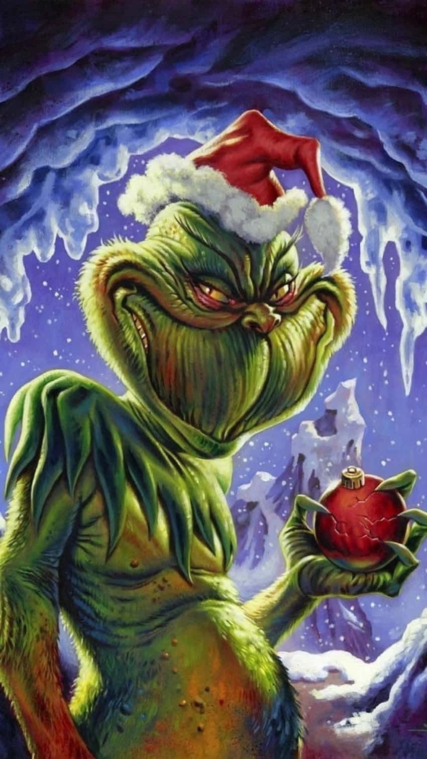 Grinch Holding Christmas Ornament Wallpaper