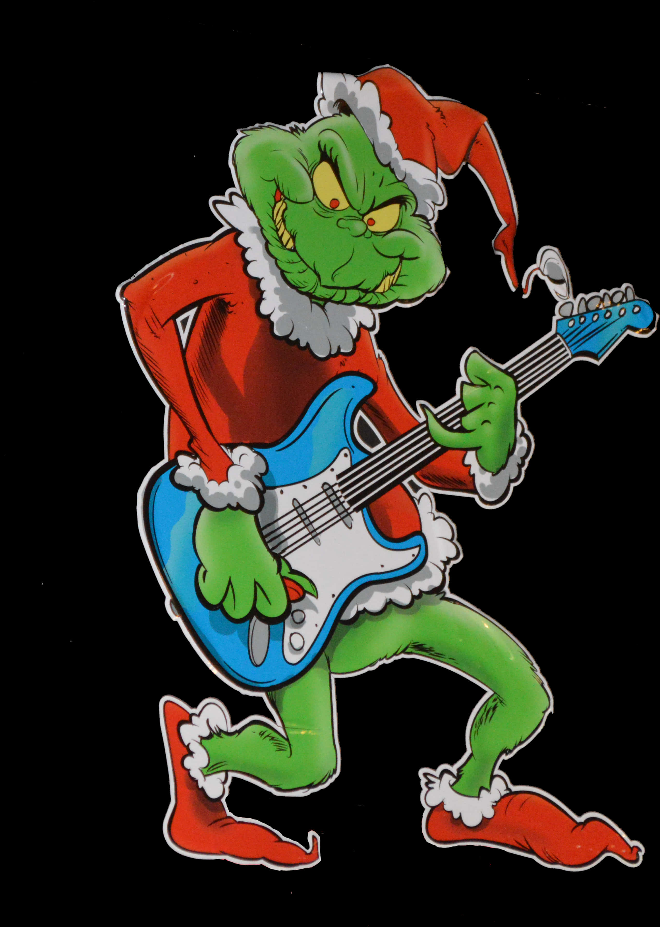 Grinch Playing Guitar Christmas PNG