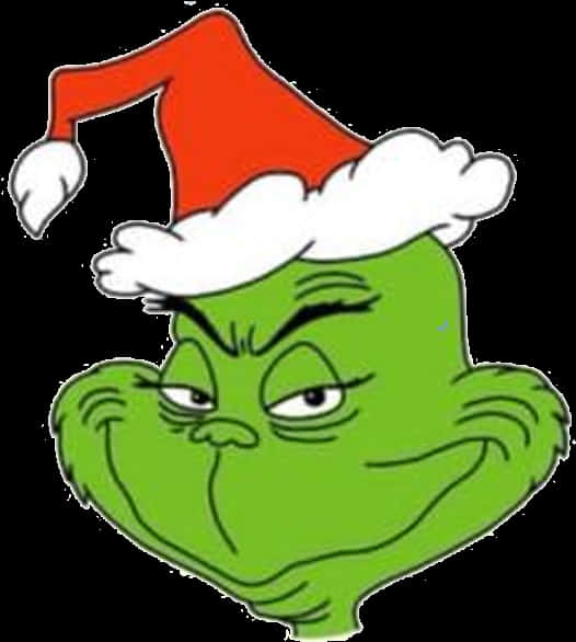 Grinch Smiling Christmas Hat PNG