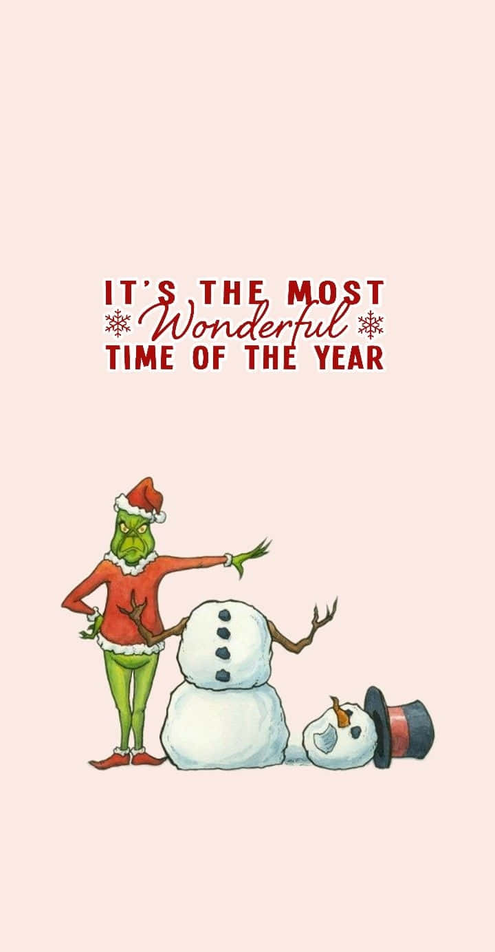 Grinch Snowman Holiday Greeting Wallpaper