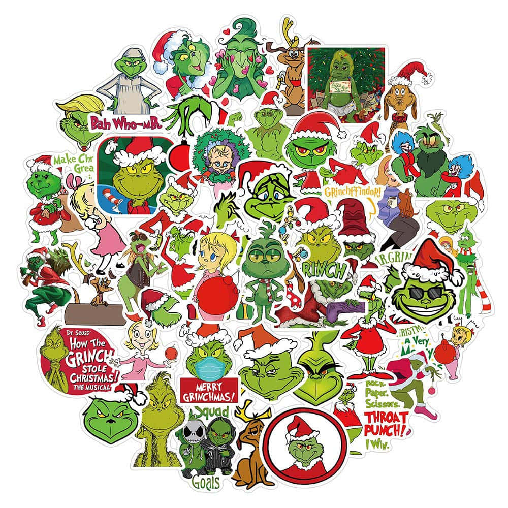 Download Grinch Sticker Collage Wallpaper | Wallpapers.com