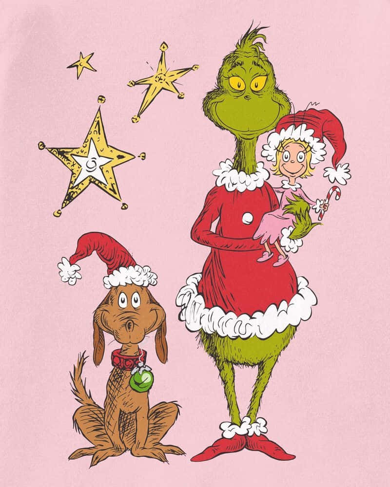 Grinchand Friends Holiday Illustration Wallpaper