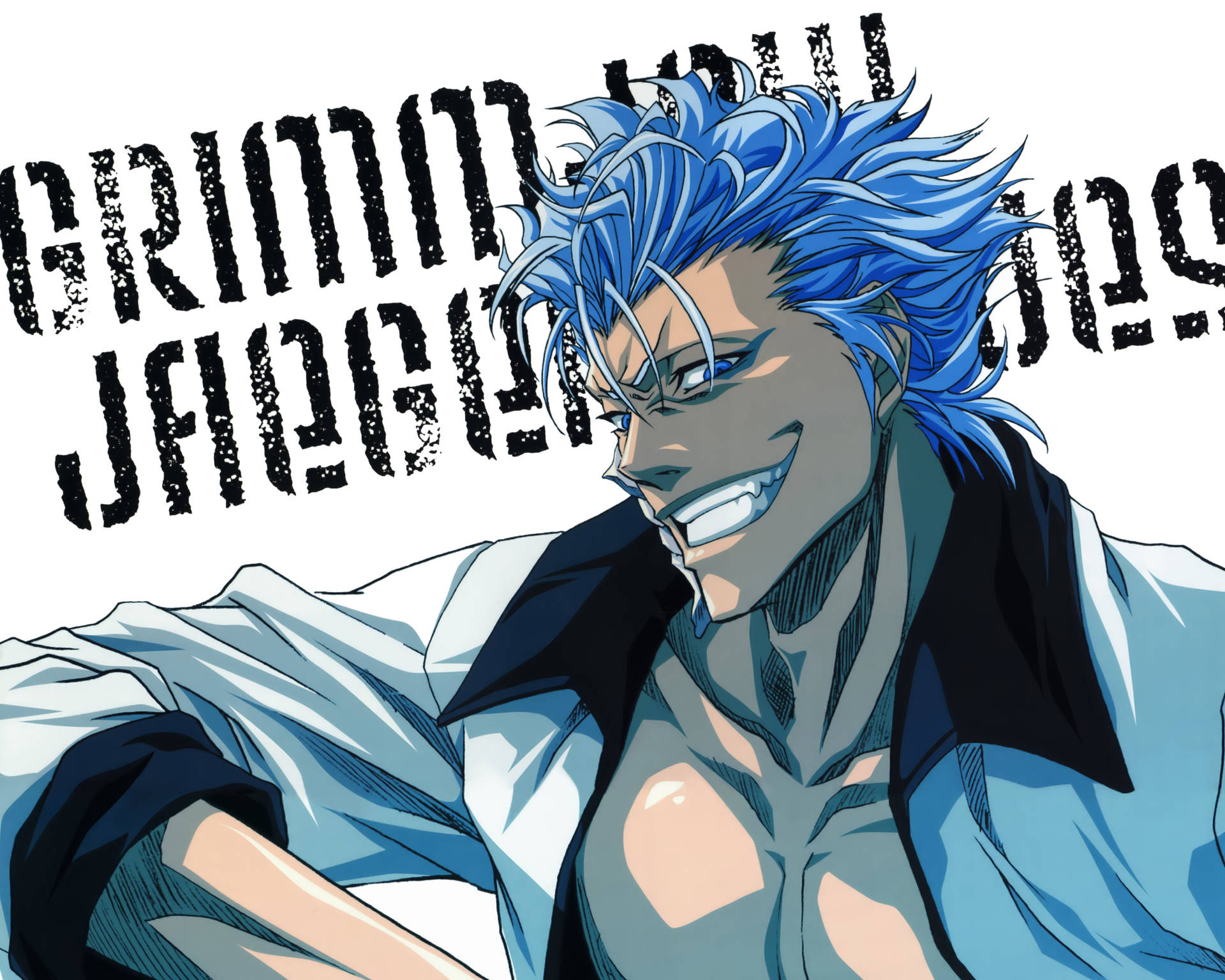 Grinning Grimmjow With Caption Wallpaper