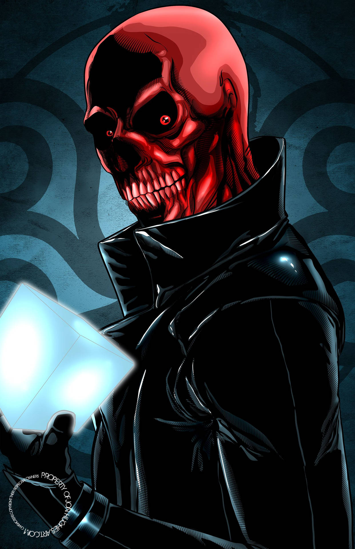 Grinning Red Skull Holding Tesseract Wallpaper