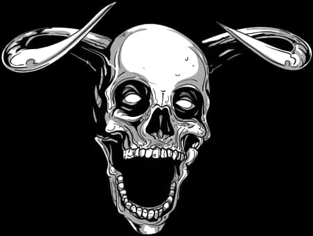 Grinning Skullwith Spoons Artwork PNG