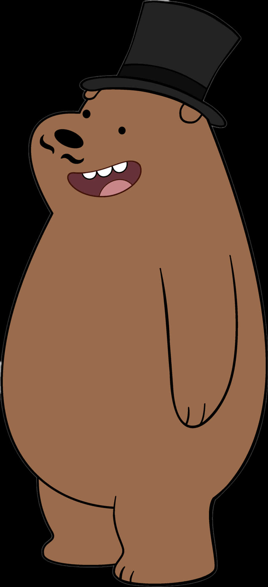 Grizzly Bear Top Hat Cartoon PNG