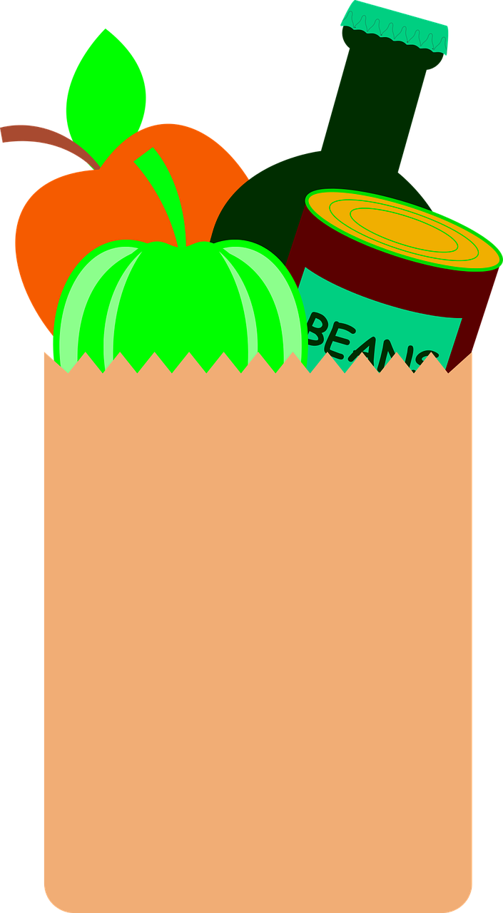 Grocery Bag With Fresh And Packaged Food Items PNG