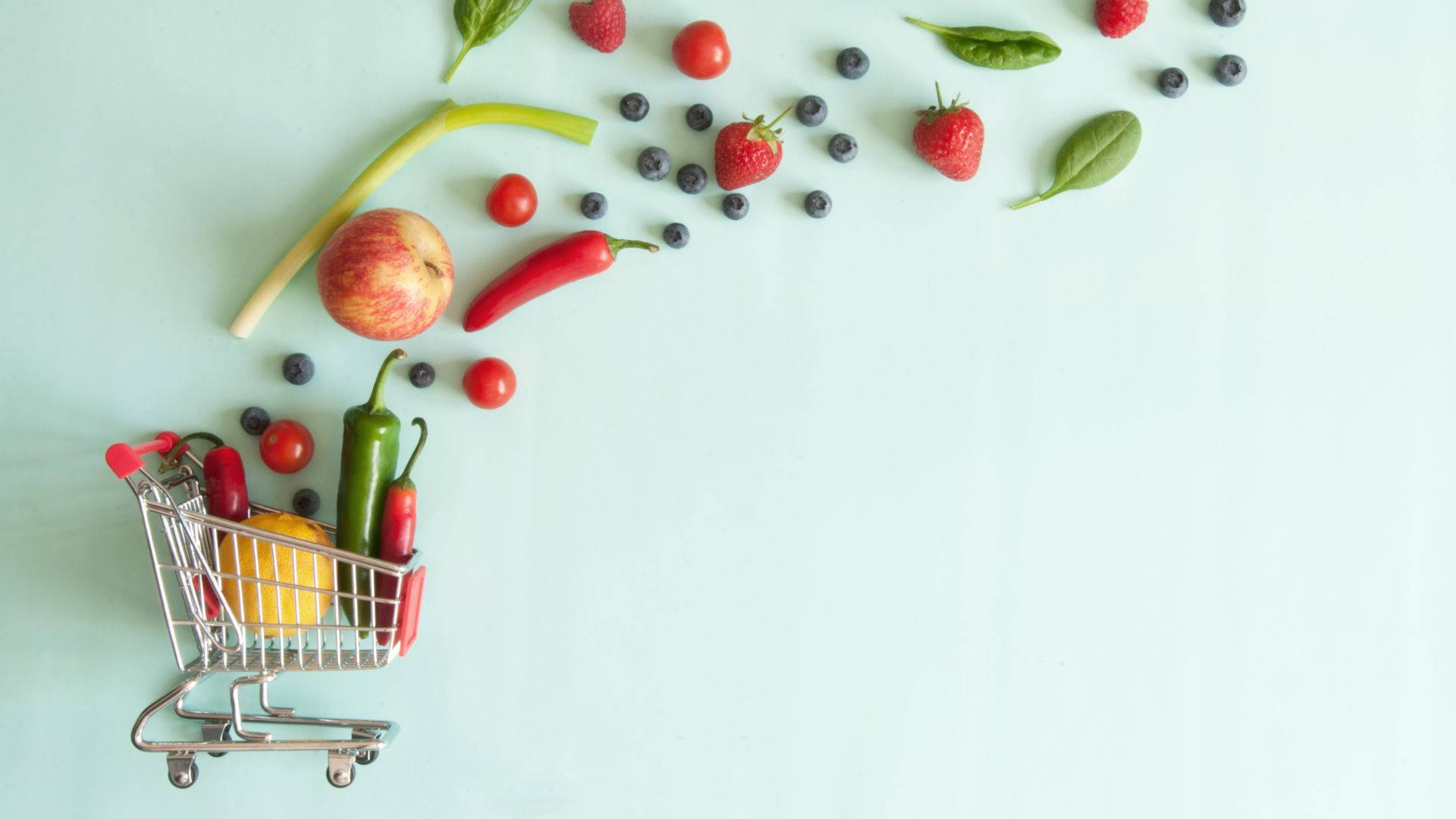 Grocery Items Scatter Wallpaper