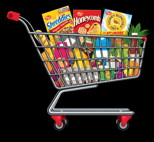 Grocery Shopping Cart Fullof Products.jpg PNG