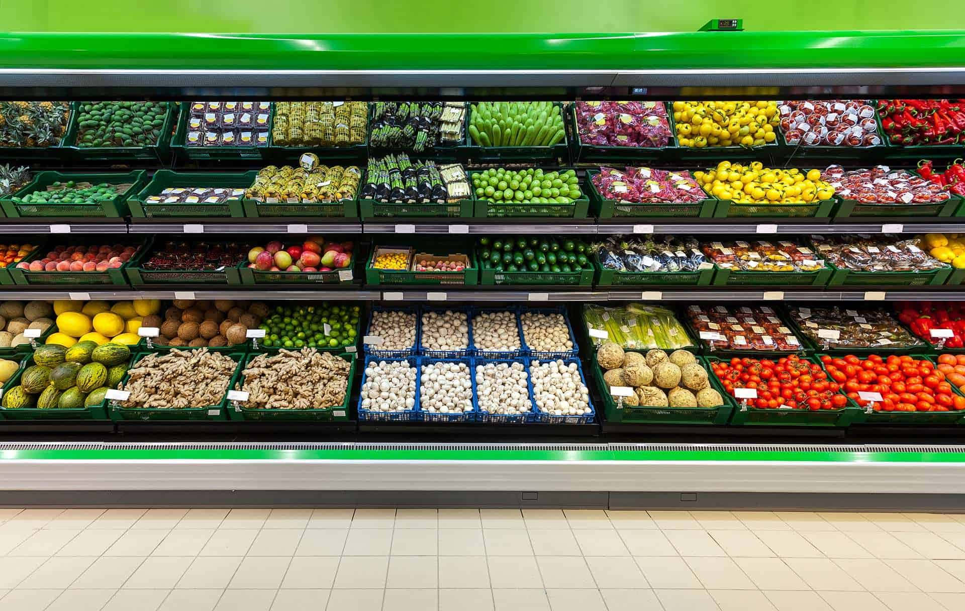 A Row Of Vegetables In A Grocery Store