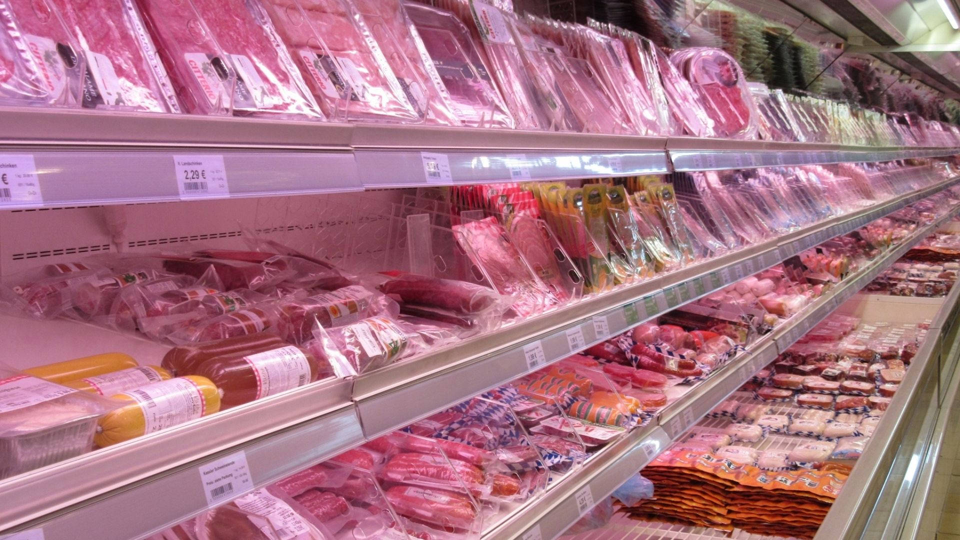 Negozio Di Alimentari Prodotti A Base Di Carne Sfondo