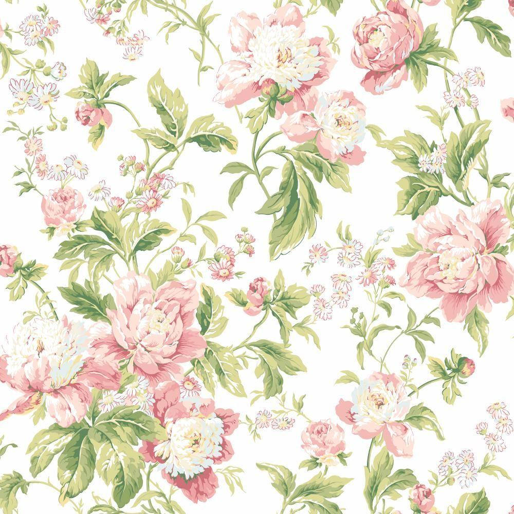 Grøn Blomster Lyserød Wallpaper
