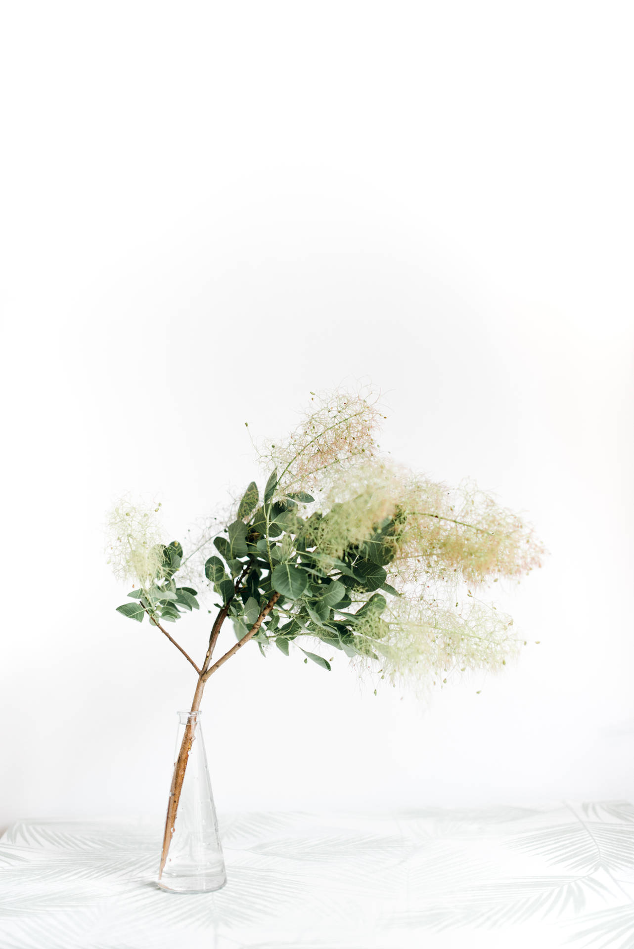 Grøn Blomstret Lille Vase Wallpaper