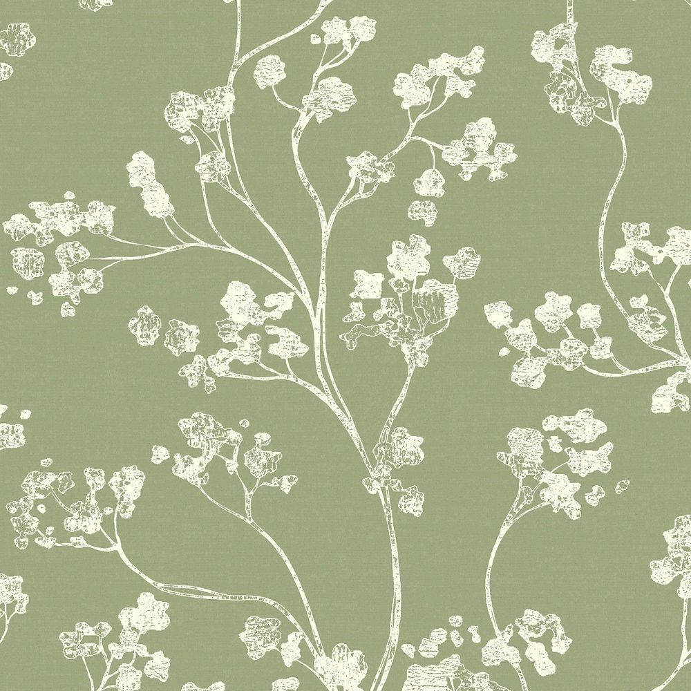 Grøn Floral Æstetik Wallpaper