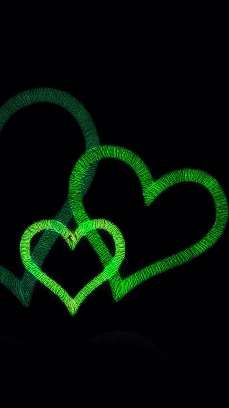 Grøn Heart Stitch Wallpaper