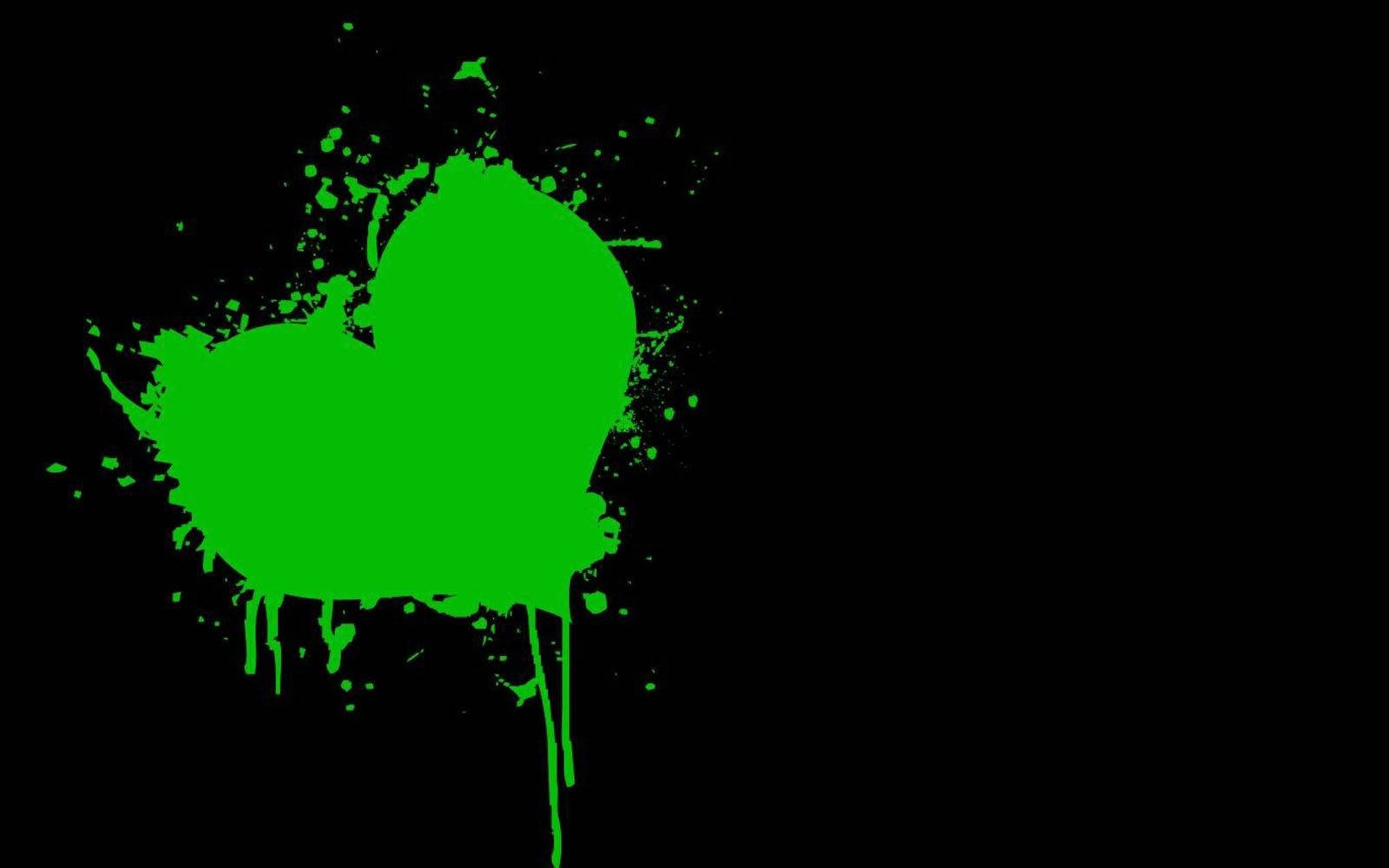 Grøn Hjerte Spraymaling Wallpaper