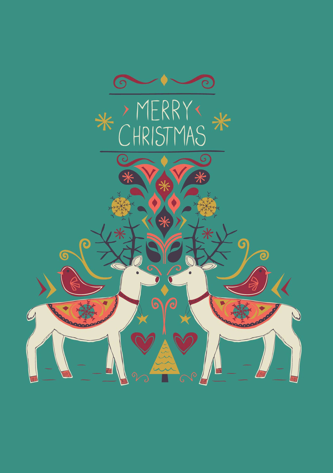 Grøn Rensdyr Glædelig Jul Iphone Wallpaper