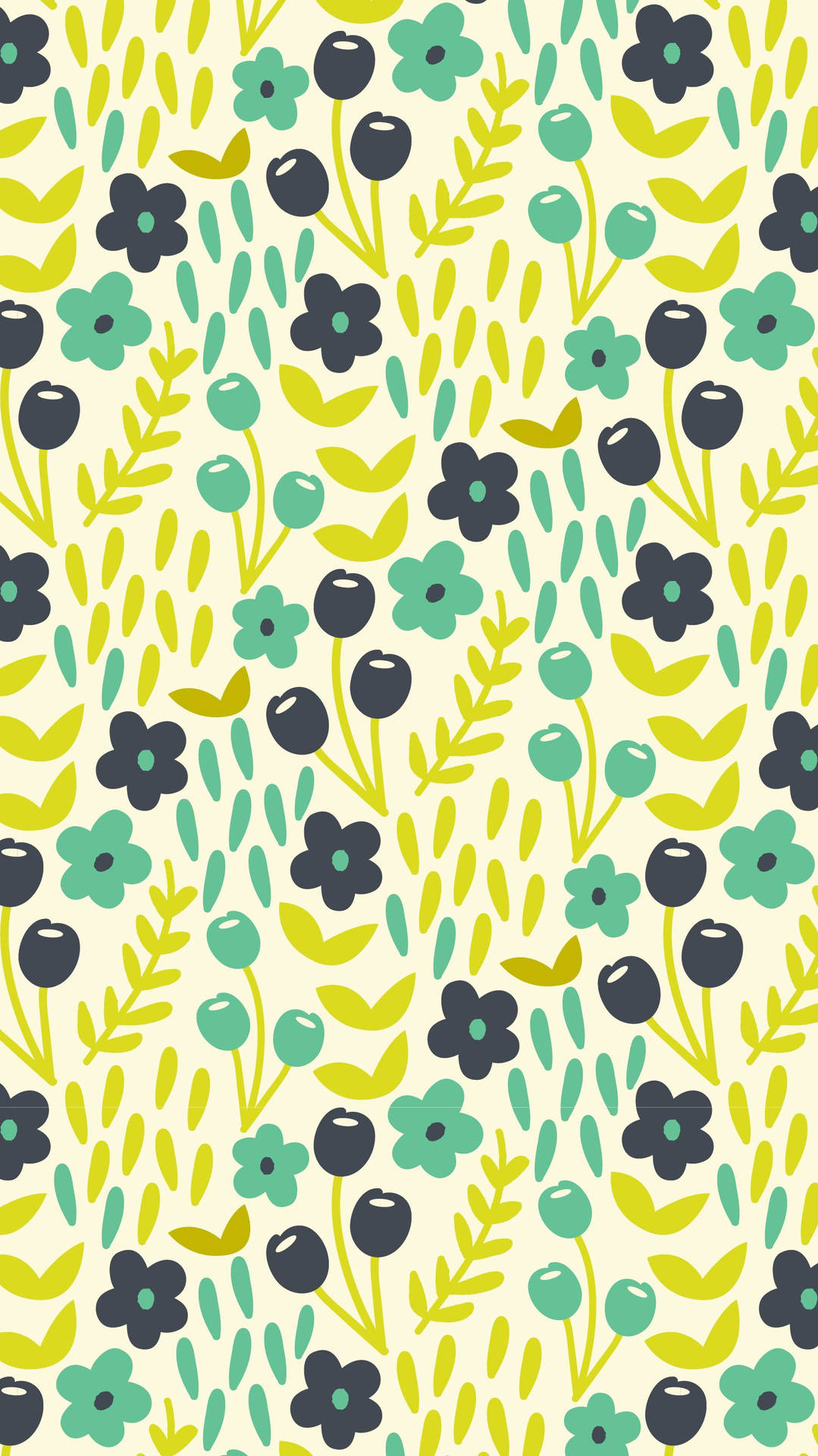 Grønne Blomsterblade Wallpaper