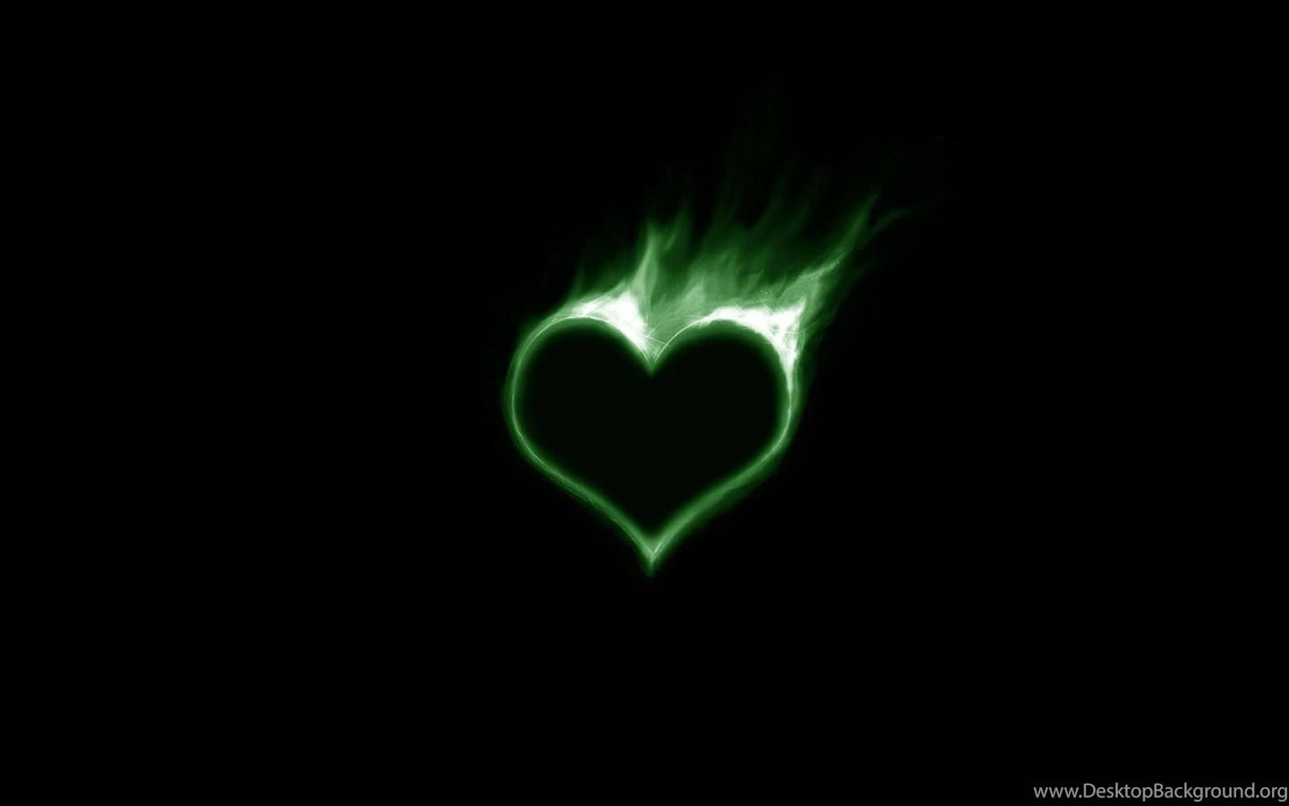 Grønt Hjerte Flamme Wallpaper