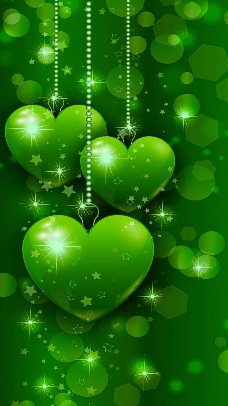 Grønt Hjerte Hængende Wallpaper