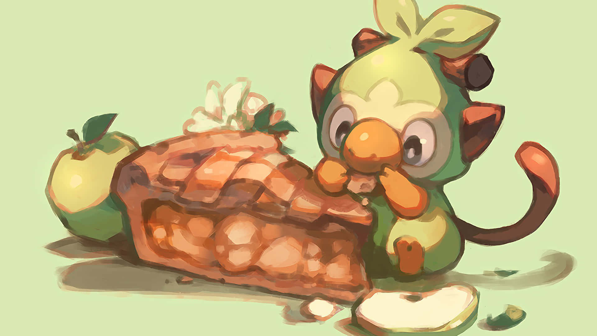 Grookey Enjoying A Treat Wallpaper