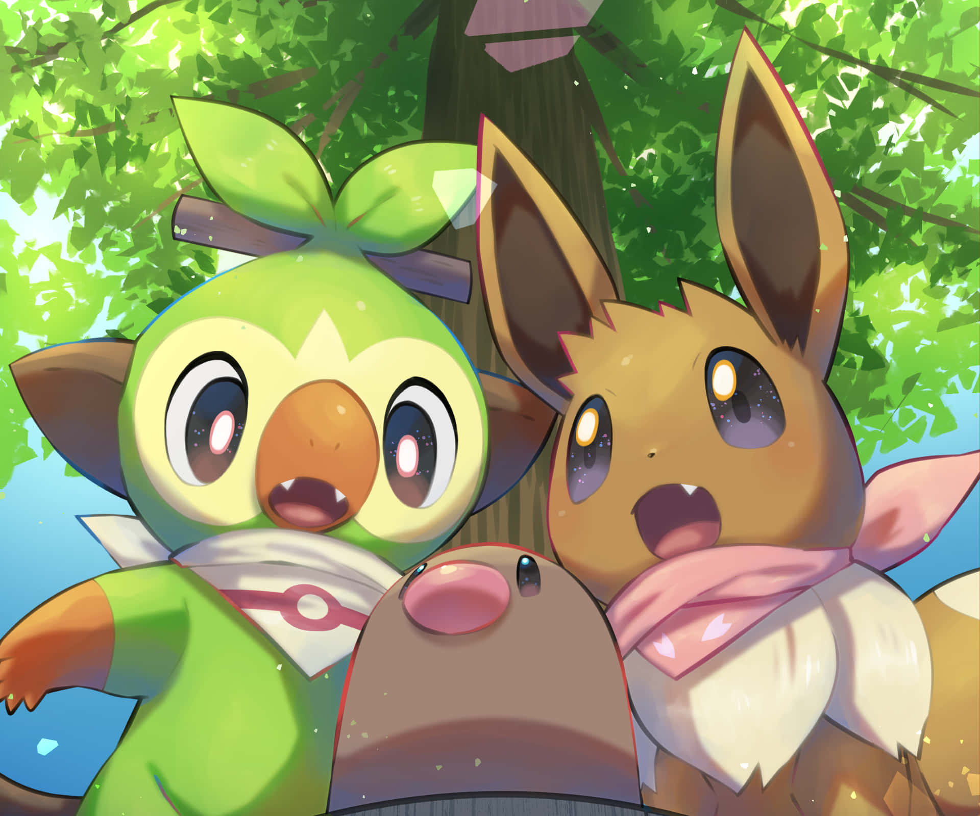 Grookeyand Eevee Friends Forever Wallpaper