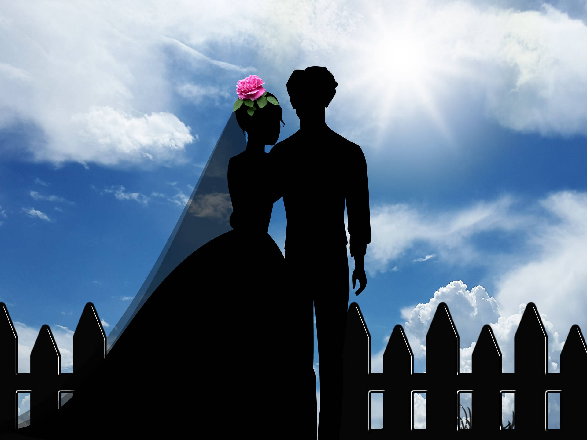 Groom And Bride Silhouette Wallpaper