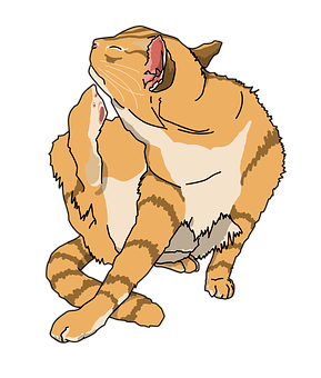 Grooming Tabby Cat Illustration PNG