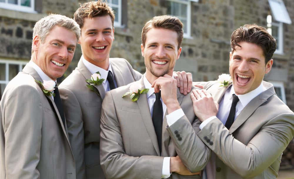 Getting ready for the wedding with (from left to right) Ian, Howard, Dave, and Jason—the best groomsmen ever!
