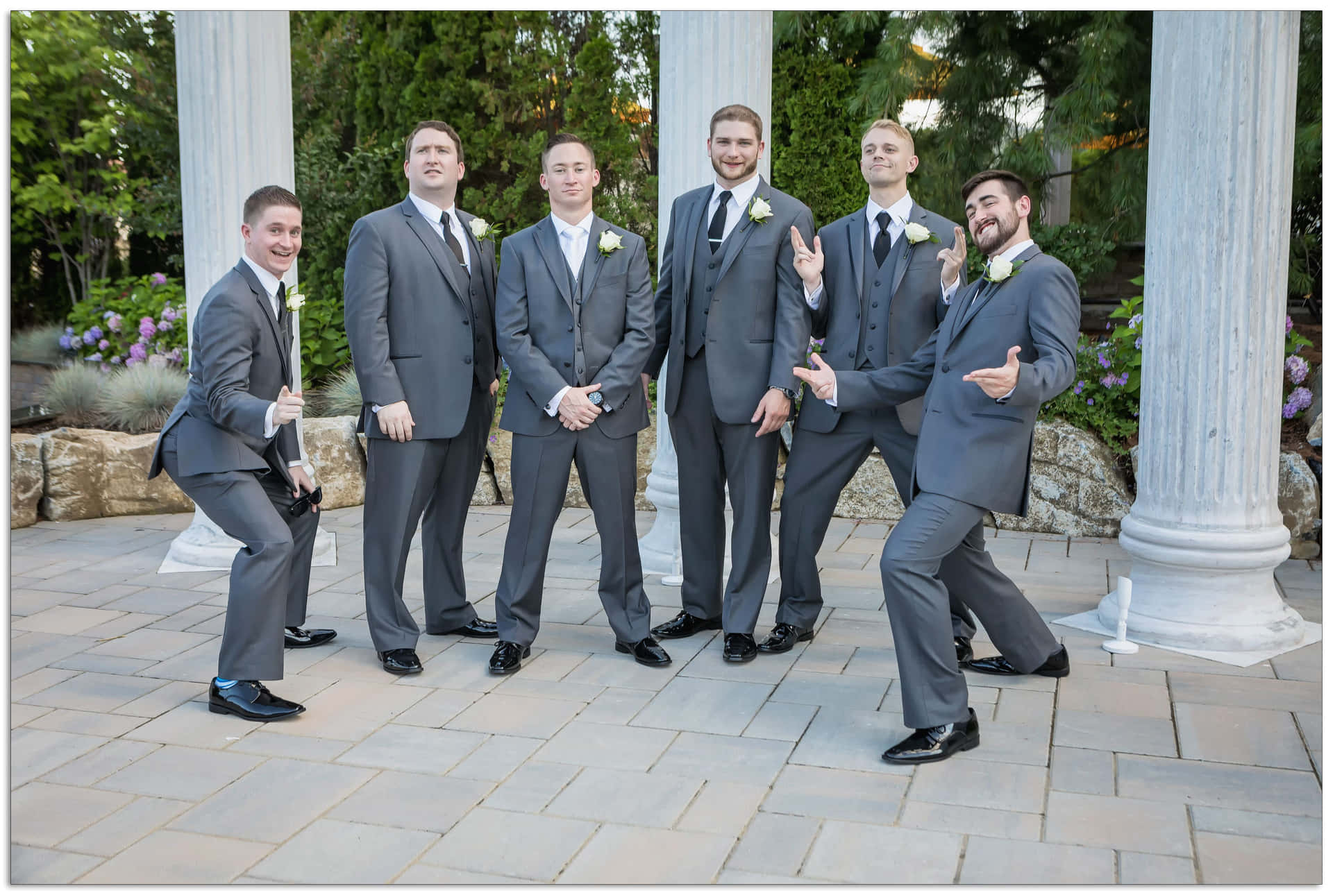 Stylish Wedding Party Groomsmen in Grey Suits