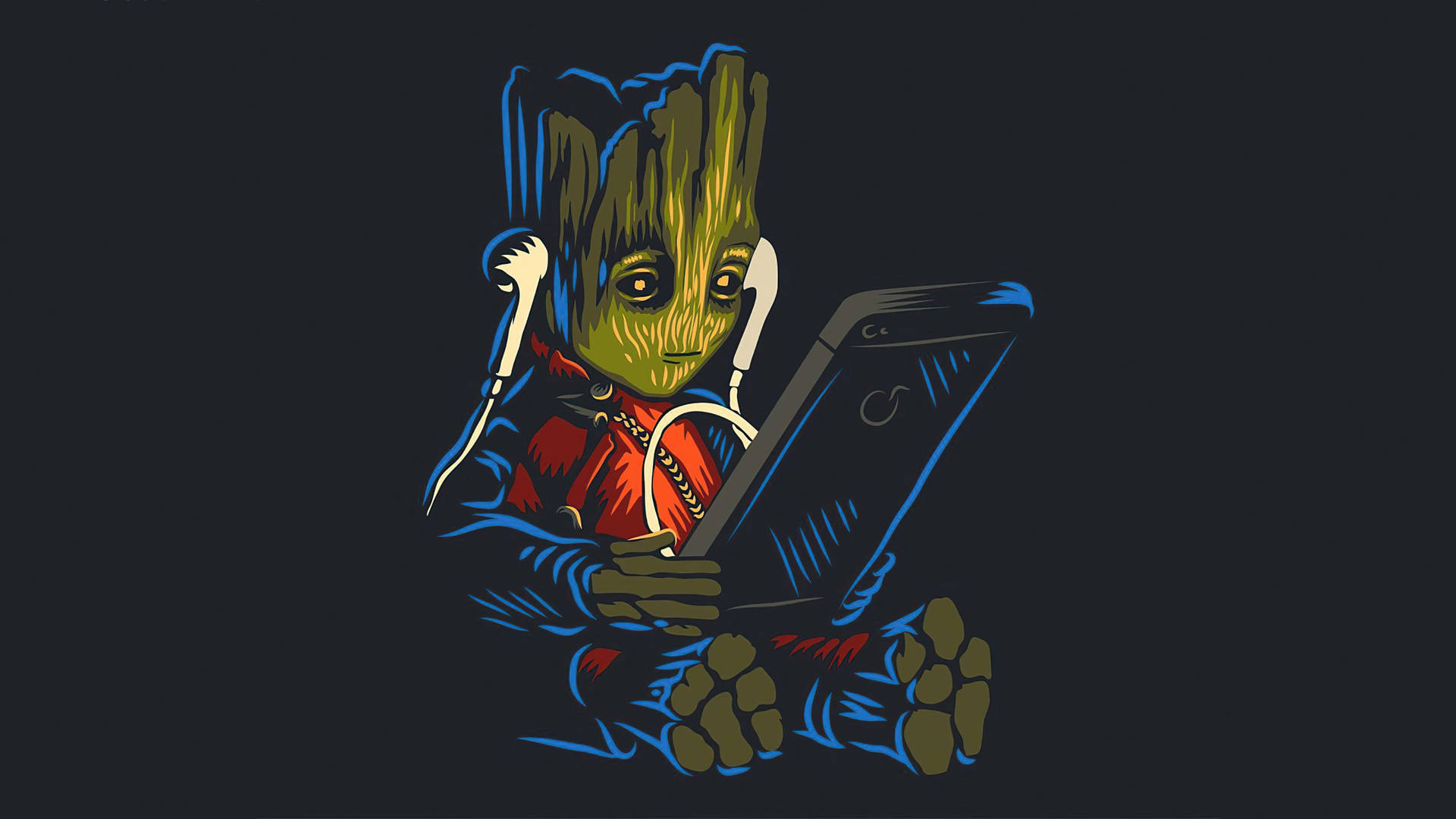 Groot Listening To Music Wallpaper
