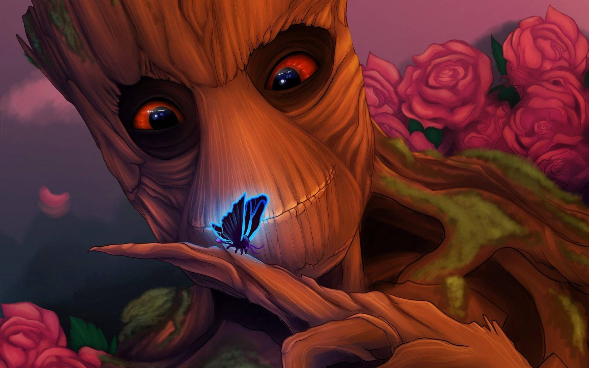 Groot With Blue Butterfly Wallpaper