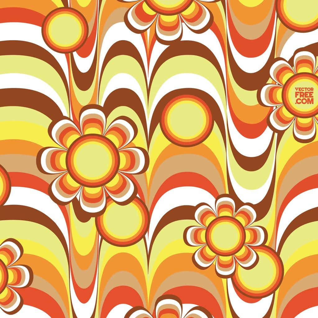 A Colorful Pattern With Flowers And Swirls Wallpaper