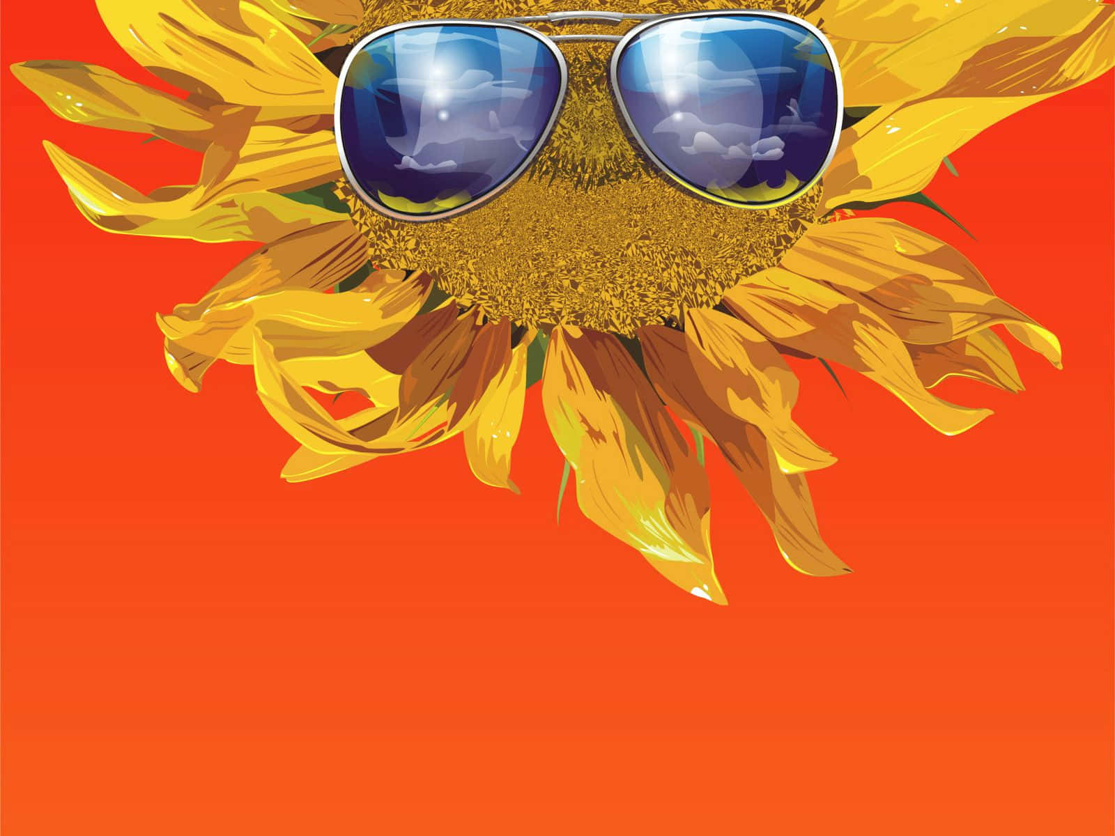 Groovy Sunflower Wearing Sunglass Digital Art Wallpaper