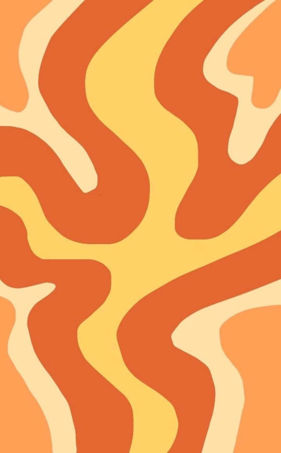 Groovy Orange Waves Art Wallpaper