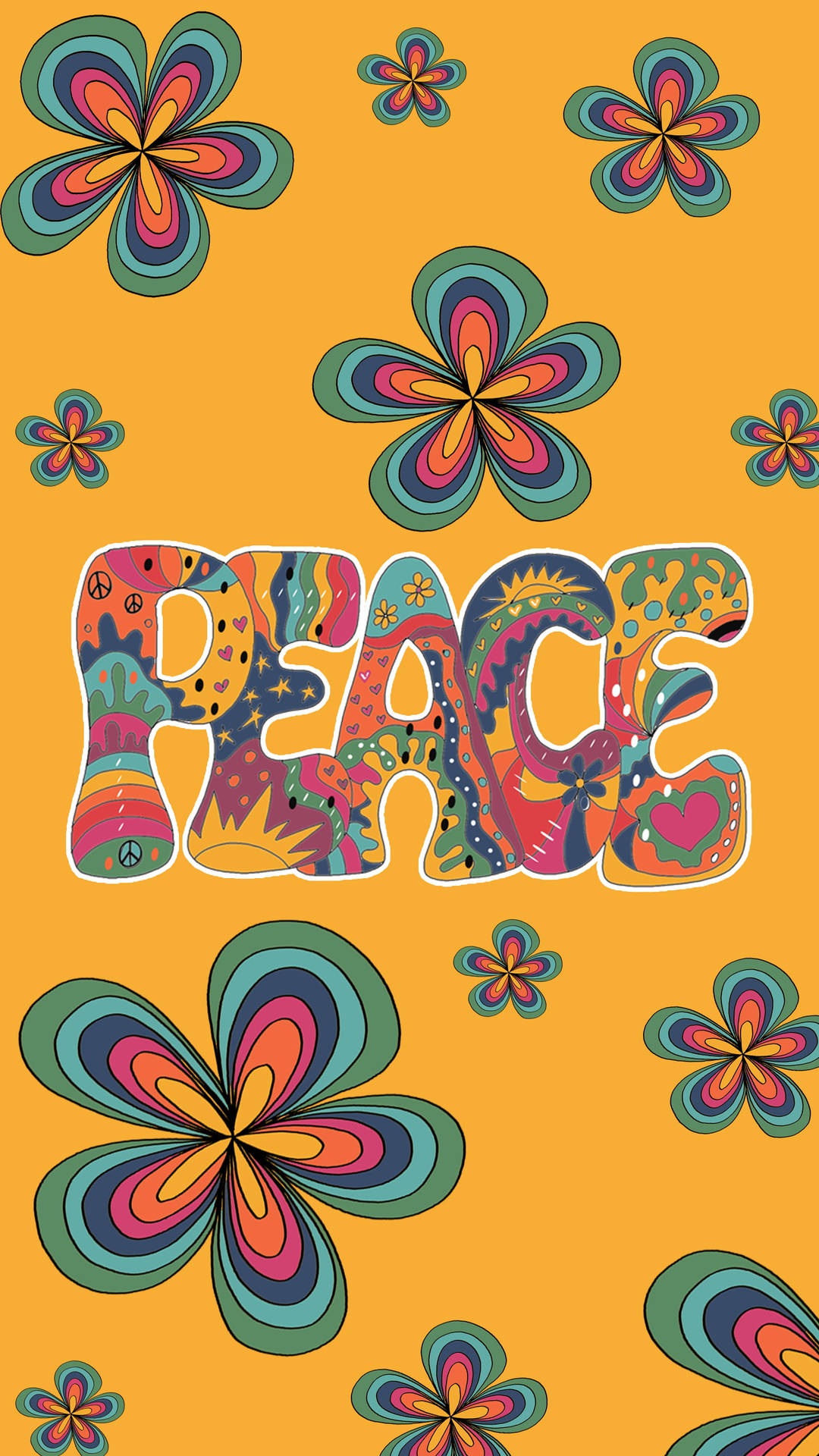 Groovy Peace Sign 70s Retro Aesthetic Background