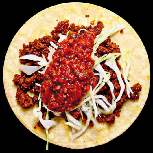 Ground Beef Taco Preparation PNG